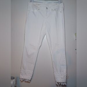 Lilly Pulitzer White Jeans with Fringe Hem
